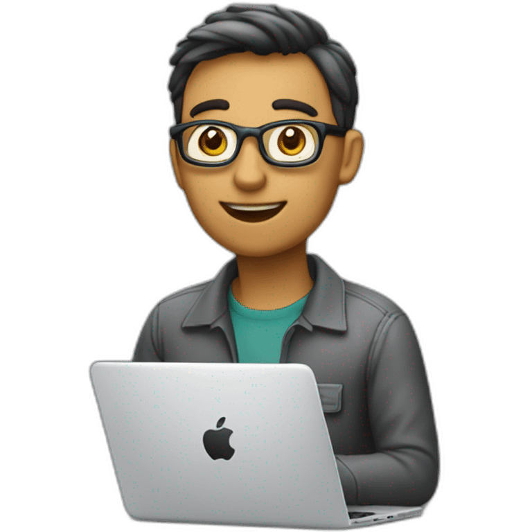 sowftware engineer in front of laptop, apple-style emoji