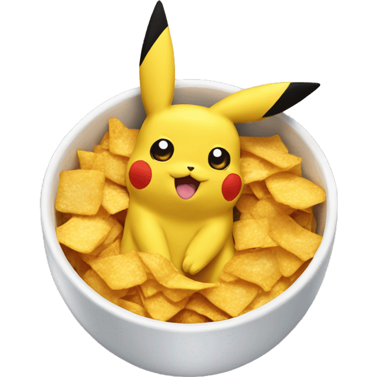 pikachu serves corn flakes breakfast  emoji