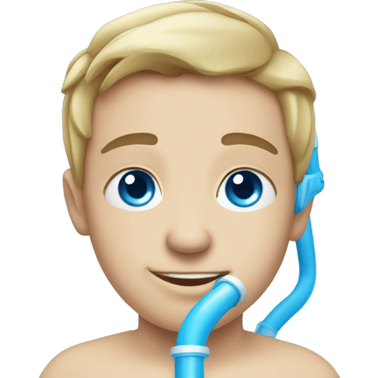 blue eyed boy with snorkle on emoji