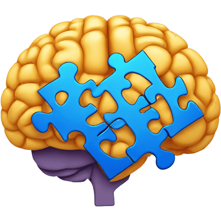 Mental health brain with puzzle pieces emoji