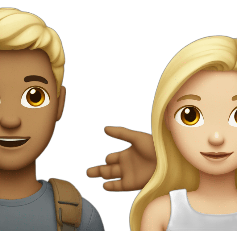 Two lovers A blonde girl and a brown boy  emoji