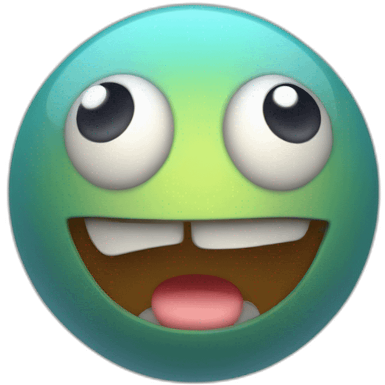 3d sphere with a cartoon gamy skin texture with big calm eyes emoji