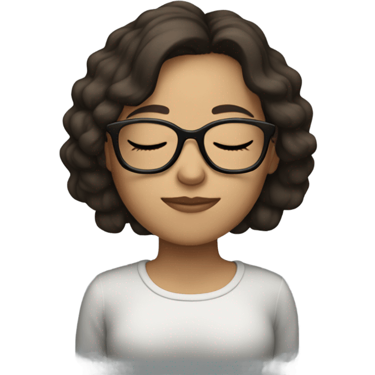 Brunette girl with glasses sleeping emoji