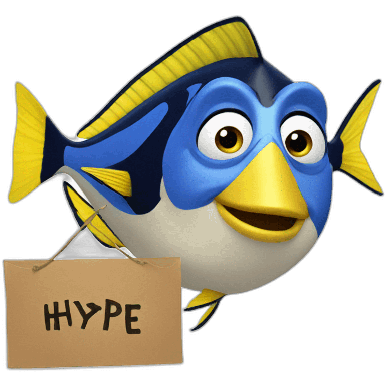 dory holding a hype sign emoji