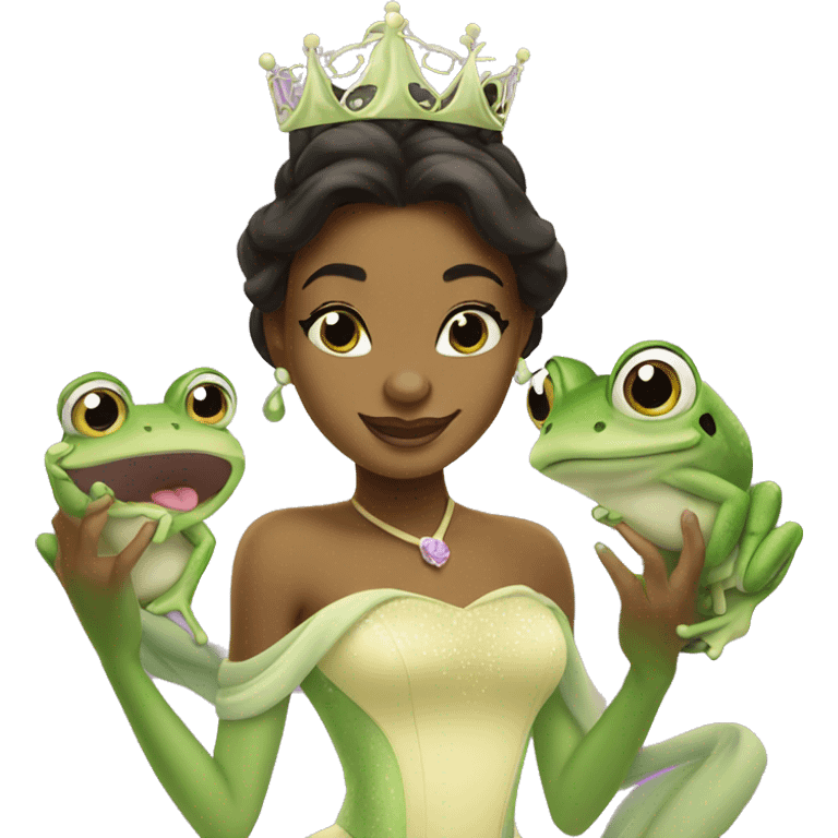 Princess Tiana as a frog  emoji