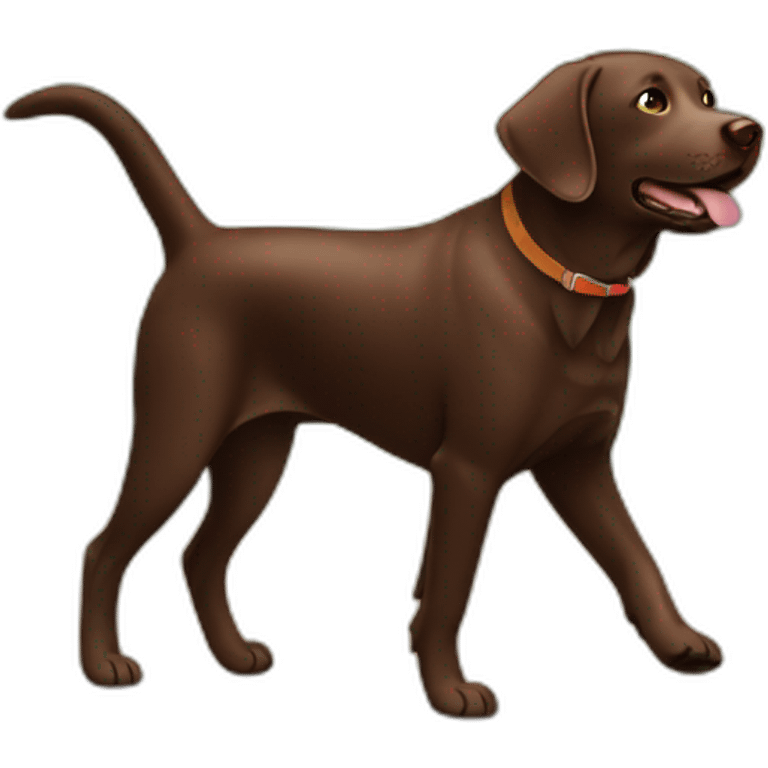 Chocolate labrador walking through forest emoji