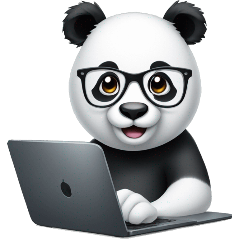 Panda with glasses working with laptop emoji