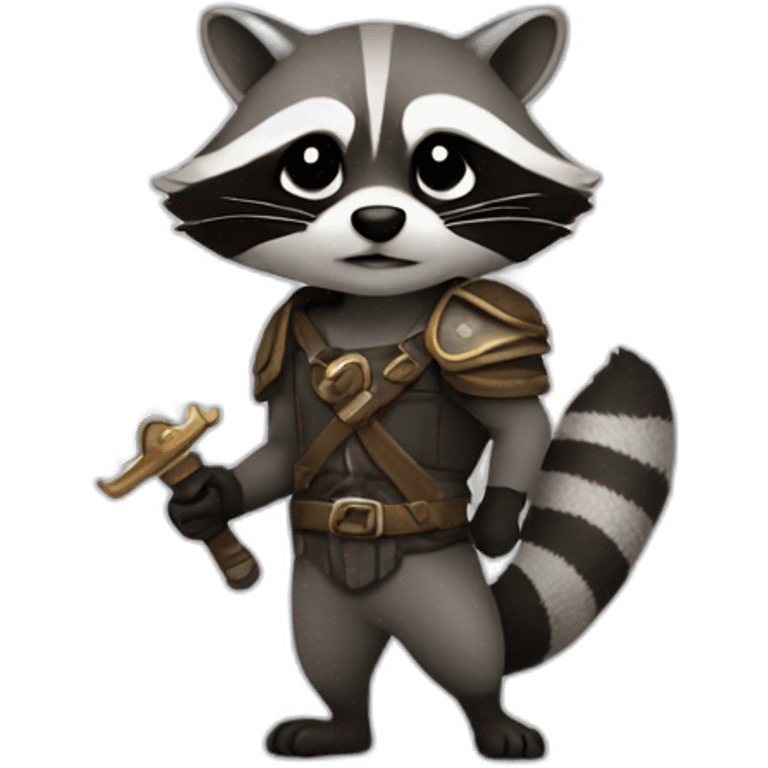 A raccoon holding a sword emoji