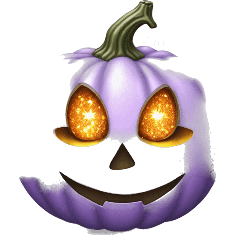 Full image Light purple glam realistic pumpkin with sparkling diamonds and silver accents emoji