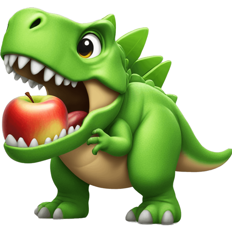 A apple eating a dinosaur ￼ emoji