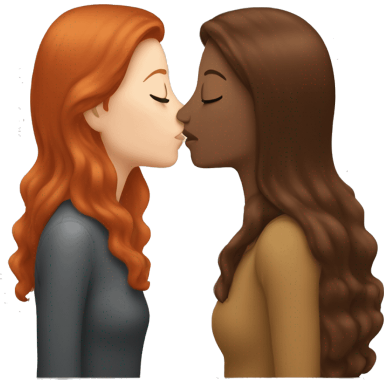 Woman kissing one redhead and brunette  emoji