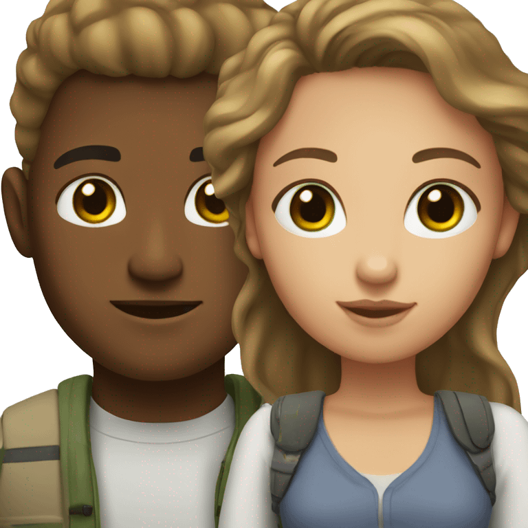 Couple, mixed race girl with brown eyes and white man with light brown hair and green eyes  emoji