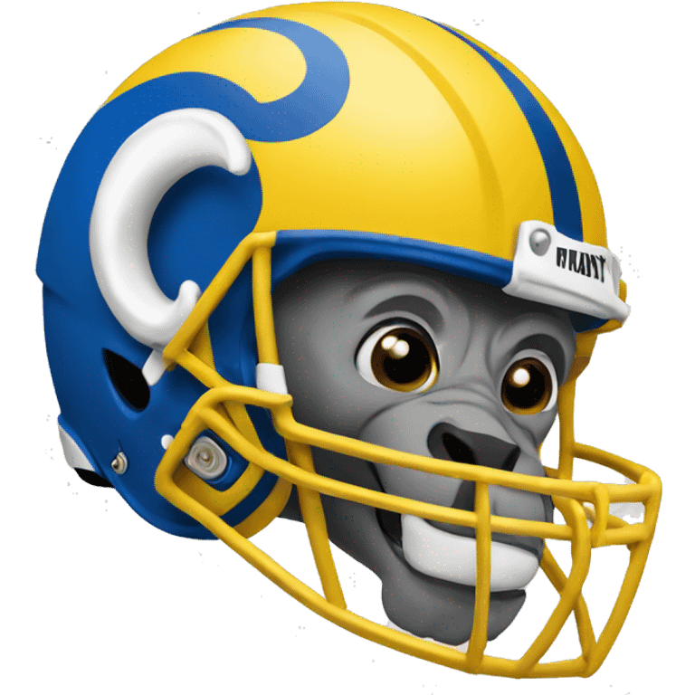 Ram wearing a blue and yellow football helmet  emoji