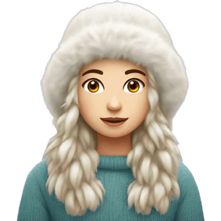 fluffy cozy winter hat on white girl emoji