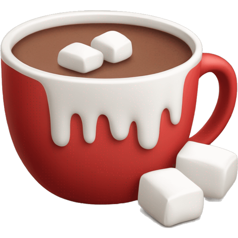 red mug of hot chocolate with marshmallows emoji