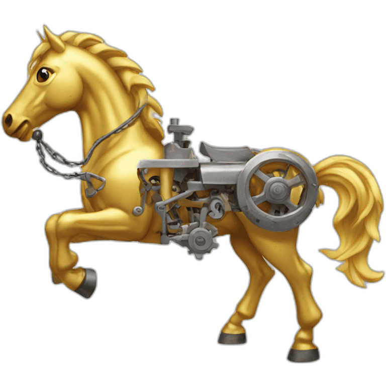 Mechanical golden  horse emoji