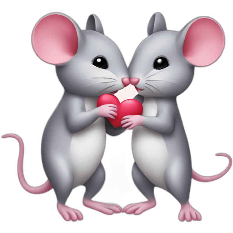 Cute kissing mice in a heart emoji