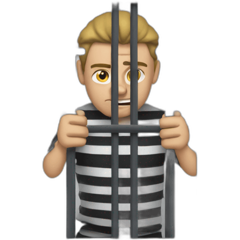 Criminal behind bars holding onto bars emoji