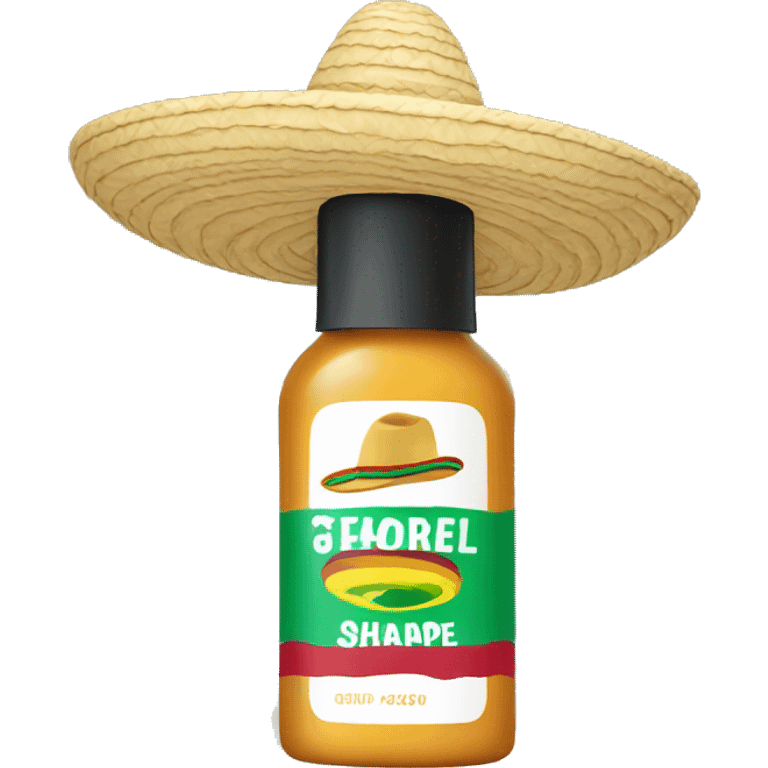 Shampoo bottle wearing a Mexican sombrero emoji