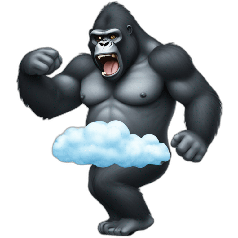 Gorilla body farting with cloud emoji