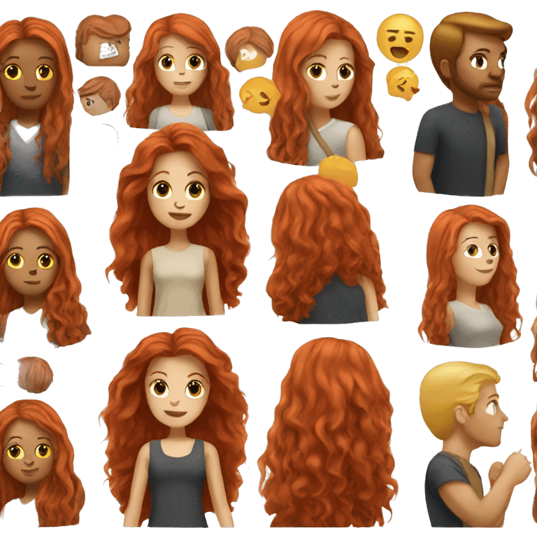 Red haired couple woman with long hair emoji