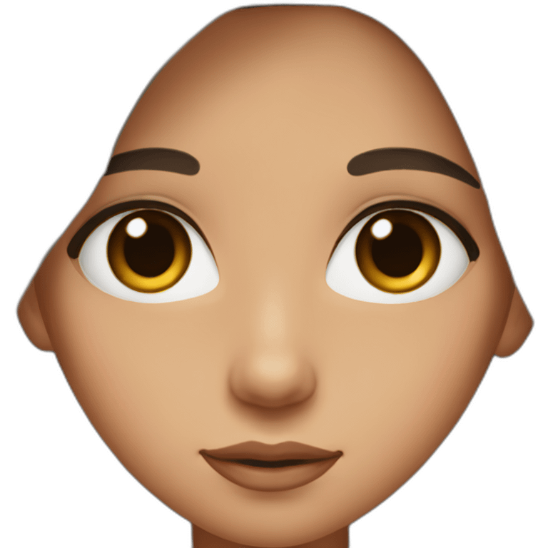 a girl with dark brown hair, brown eye, blush on the cheeks emoji