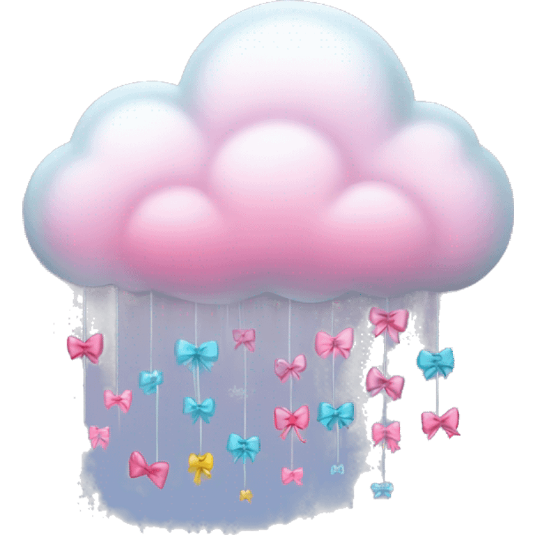 cloud raining out pink bows emoji