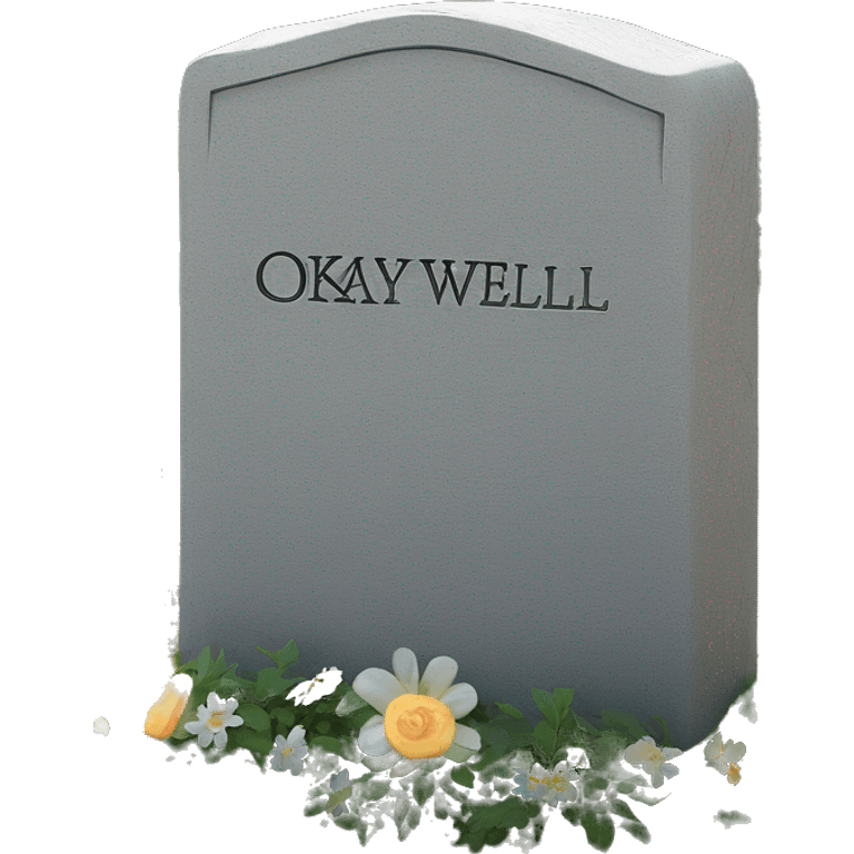  gravestone that says "okaywell" on it emoji