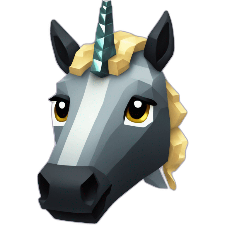 Minecraft Glitter Black Unicorn Head With Diamond Horn emoji