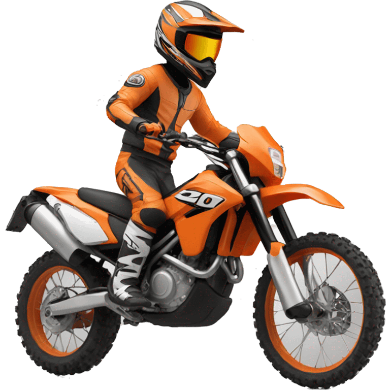 MotarCross man on orange dirtbike emoji