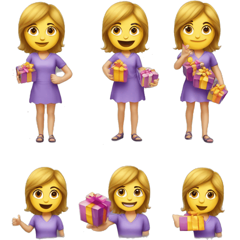 Verunsichertes Mädchen mit Geschenk in der Hand. emoji