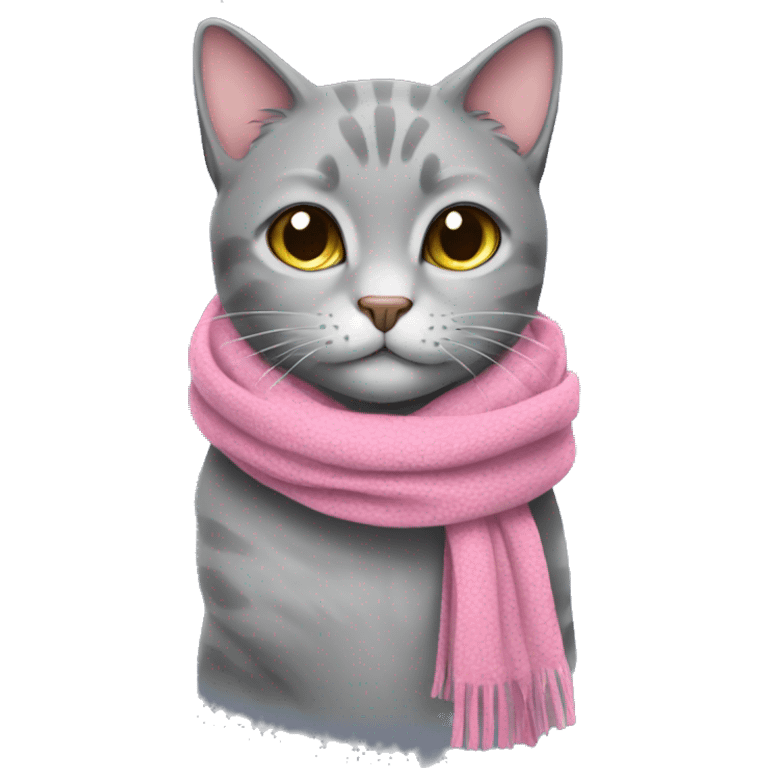 Grey cat with a pink scarf emoji