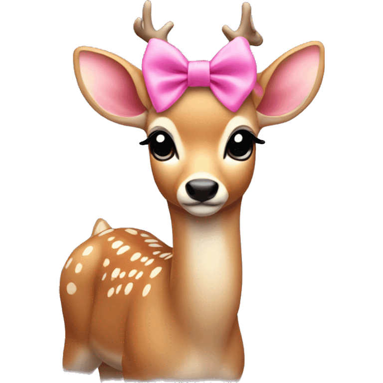 pretty deer with pink bow to the side of its head  emoji