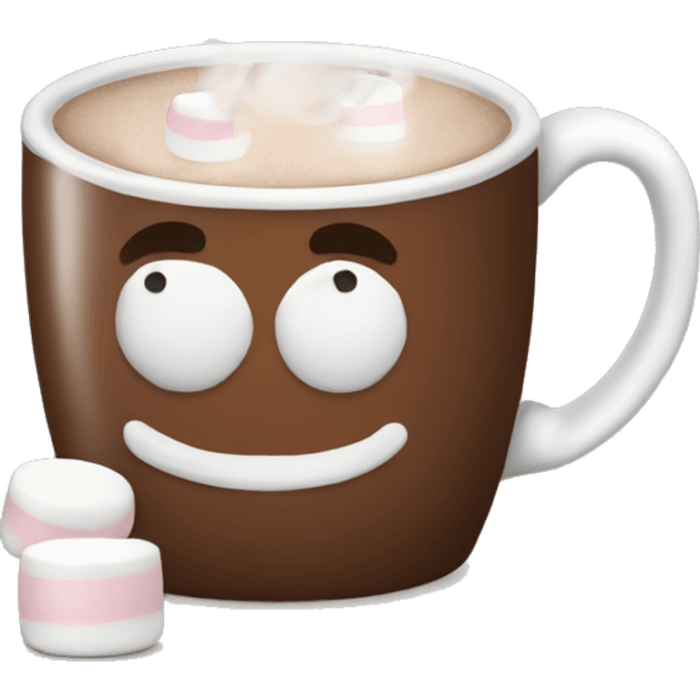 Christmas White mug of hot chocolate with marshmallows  emoji