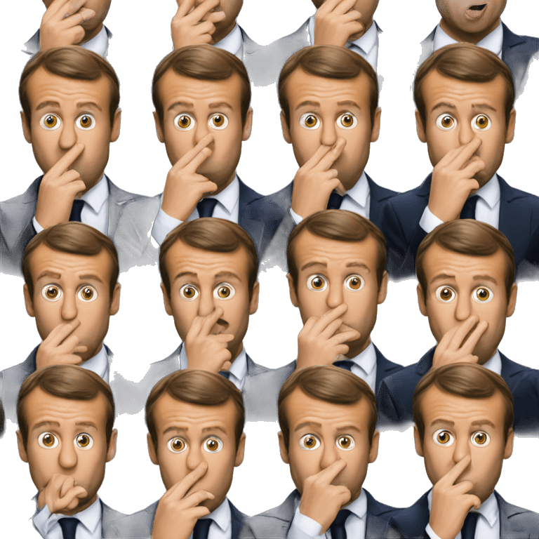 Emmanuel Macron making a "shush" gesture emoji