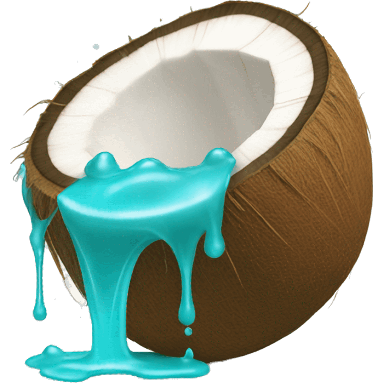 coconut with turquoise water pouring out emoji