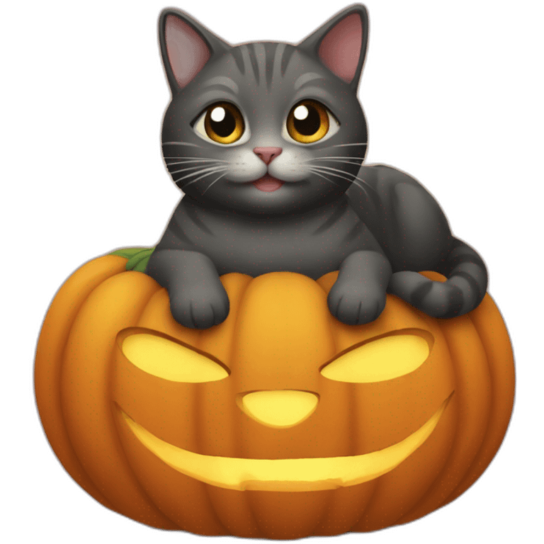 Cat on a pumpking emoji