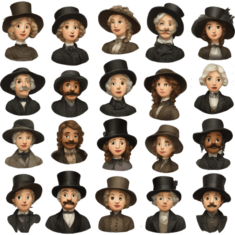 Victorian people various emoji