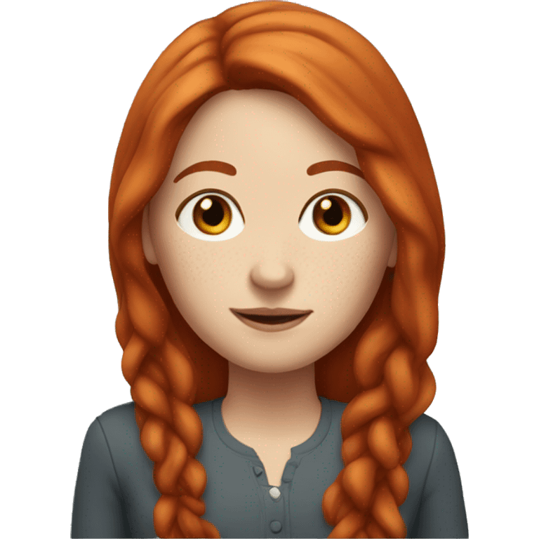 white woman with freckles with long red hair in a middle part emoji