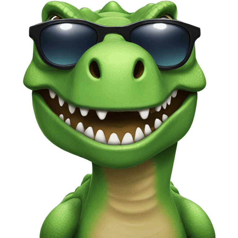 A dinosaurs with sunglasses emoji