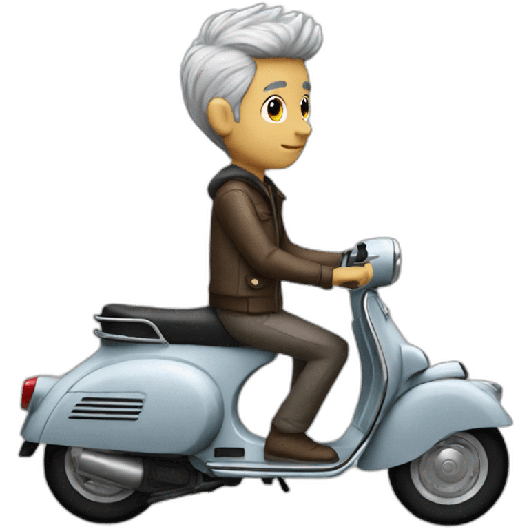 mod boy gray hair on vespa emoji