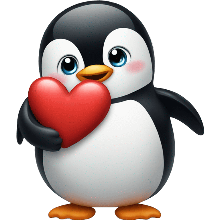 Penguin holding a heart emoji