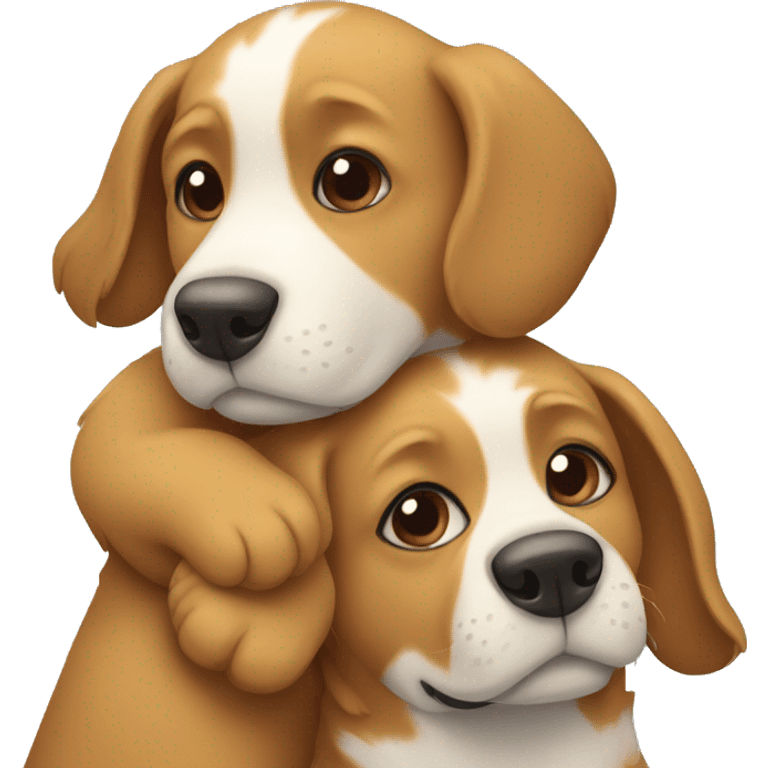 Two dogs are hugging emoji