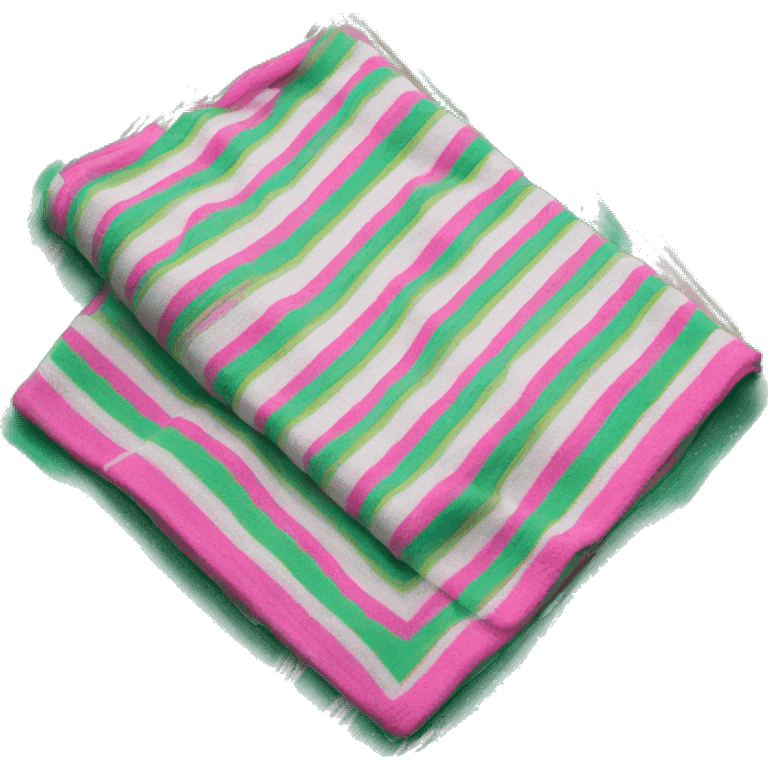 Green and pink striped beach towel folded  emoji