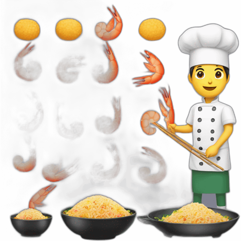 shrimp chef making fried rice in a wok emoji