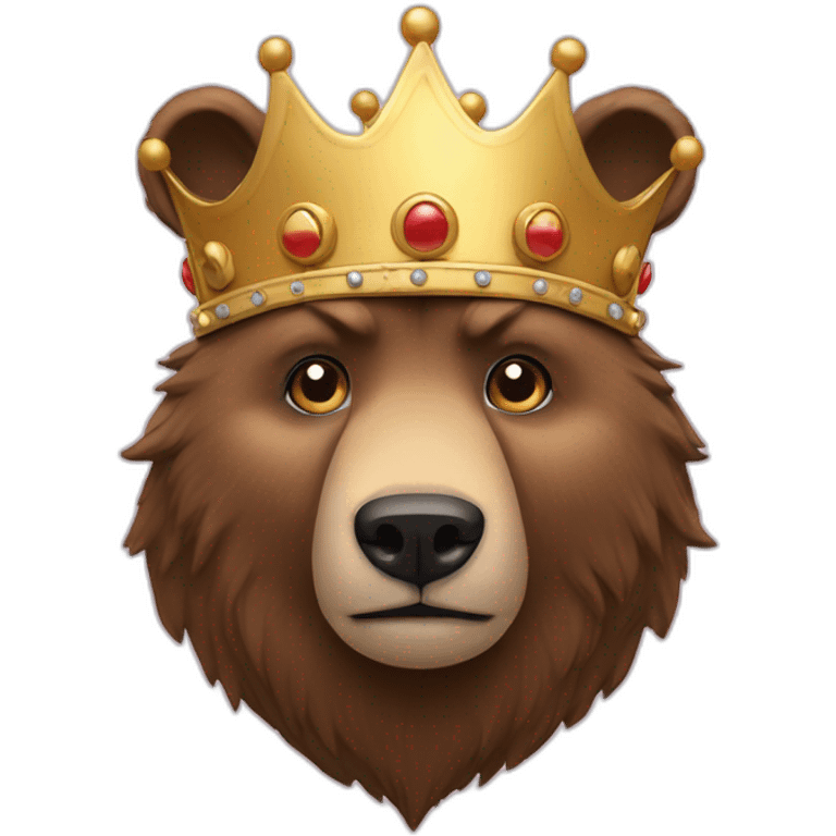 The combination of a bear and a human face and a crown on his head  emoji