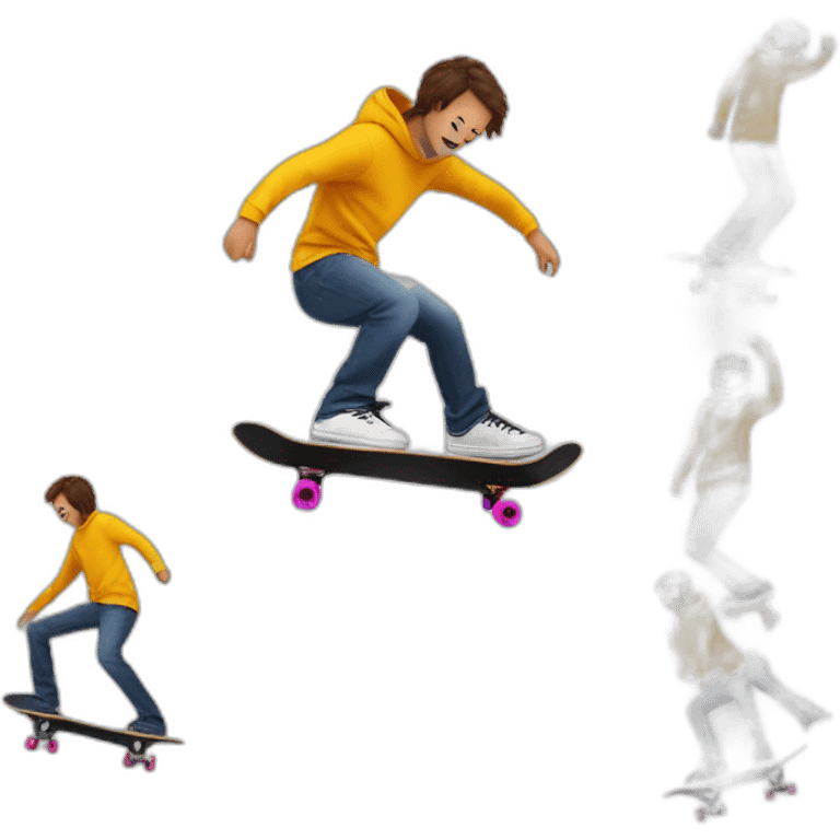 Personne qui fait un heelflip sur un skate emoji