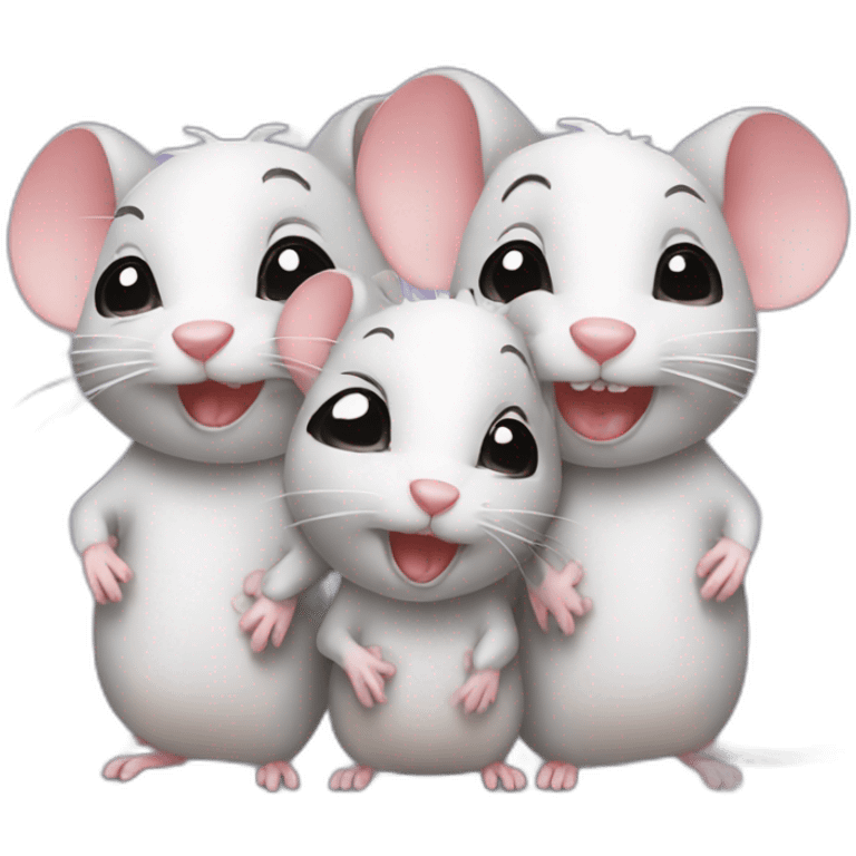 Three gay mice emoji