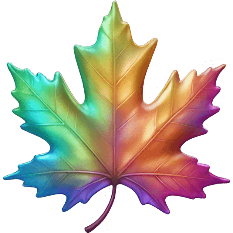 Shiny iridescent maple leaf  emoji