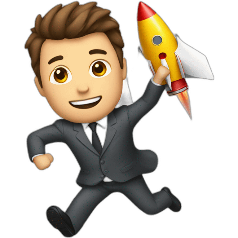 suit man flying rocket emoji